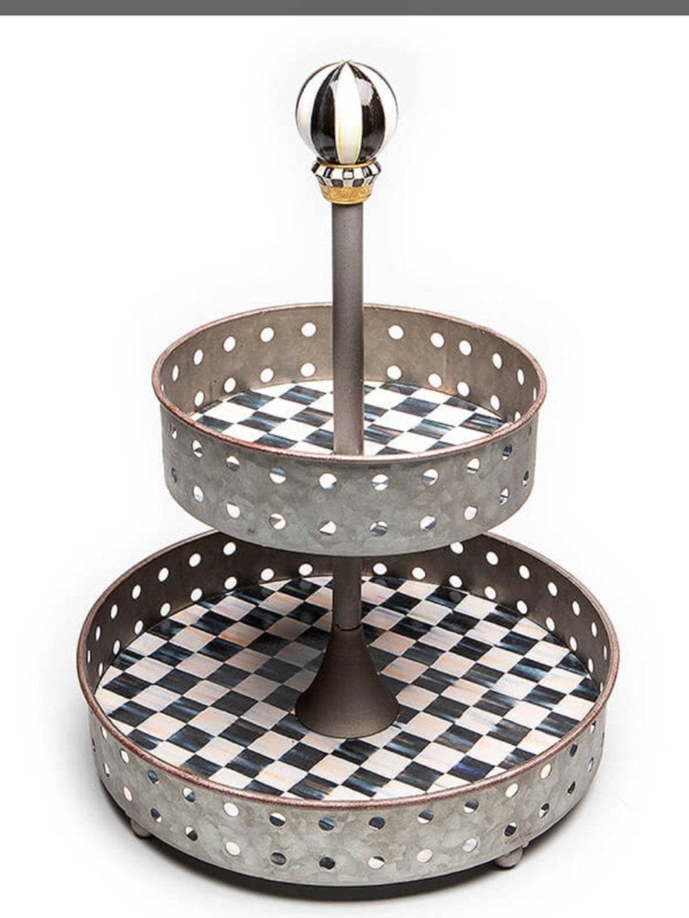MacKenzie-Childs  courtly check Tin tiered stand